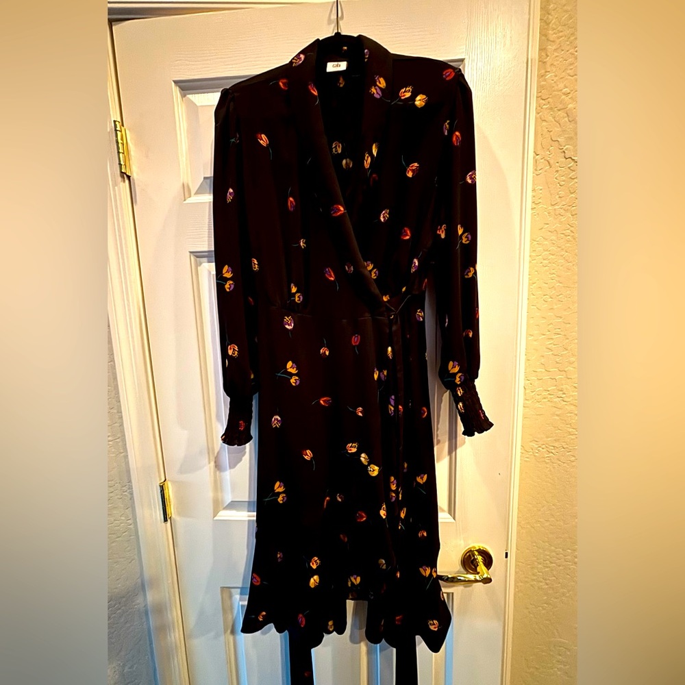 Cabi Black Floral Wrap Dress